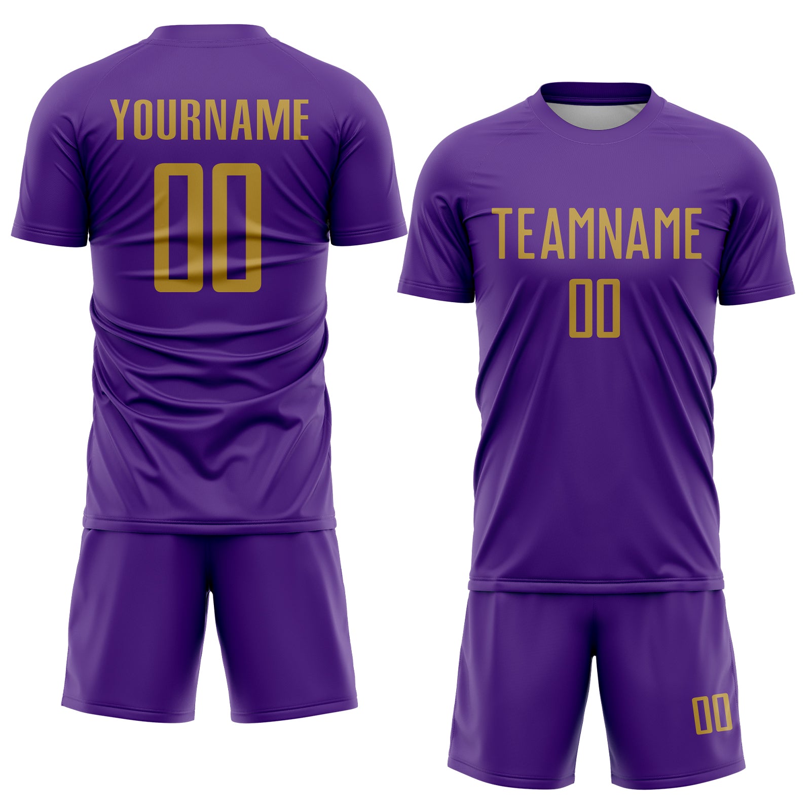 Custom Purple Old Gold Sublimation Soccer Uniform Jersey