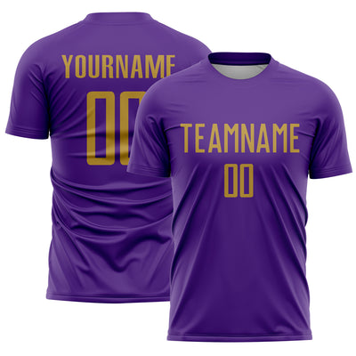 Custom Purple Old Gold Sublimation Soccer Uniform Jersey
