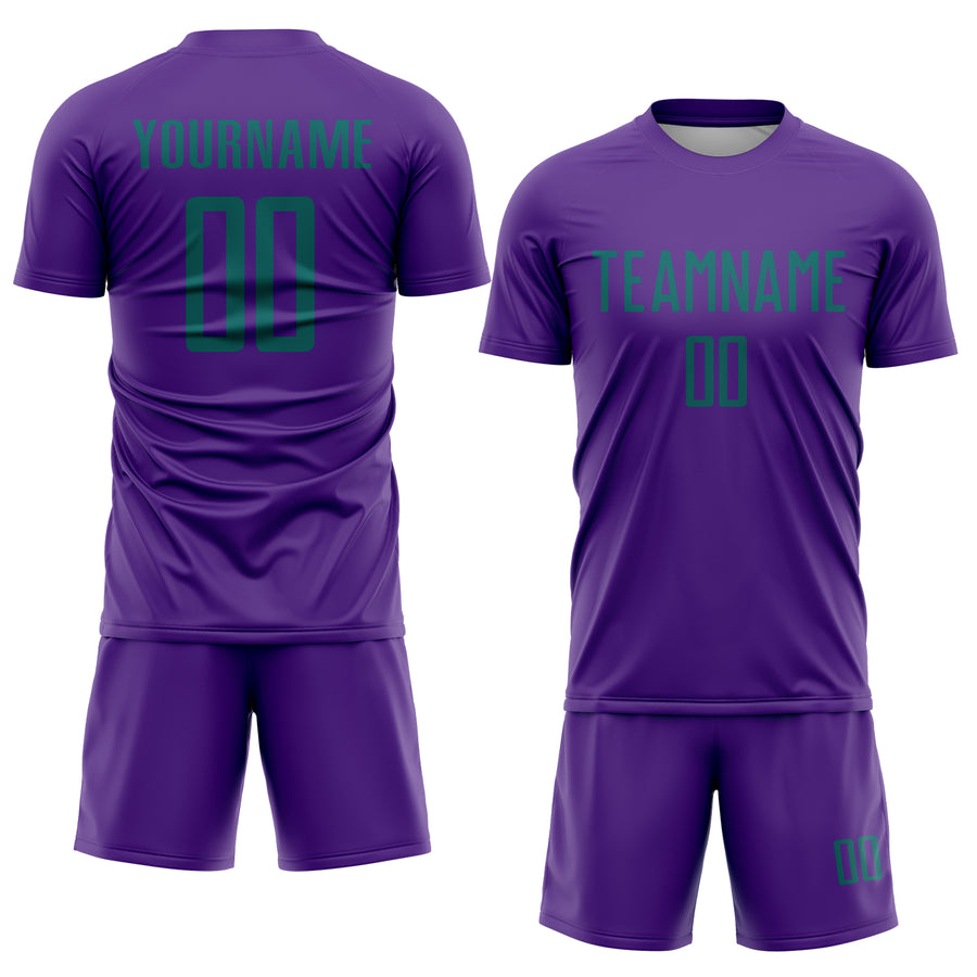 Custom Purple Teal Sublimation Soccer Uniform Jersey
