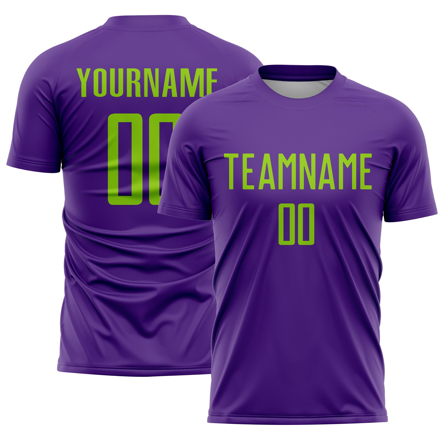 Custom Purple Neon Green Sublimation Soccer Uniform Jersey