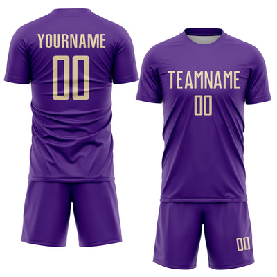 Custom Purple Cream Sublimation Soccer Uniform Jersey