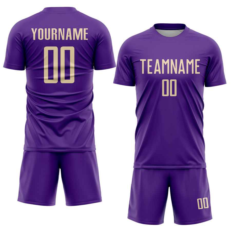 Custom Purple Cream Sublimation Soccer Uniform Jersey
