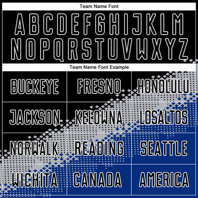 Custom Black Gray-Royal Gradient Geometric Shape Sublimation Soccer Uniform Jersey