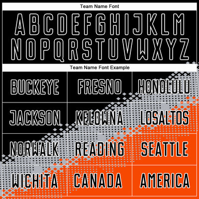 Custom Black Gray-Orange Gradient Geometric Shape Sublimation Soccer Uniform Jersey