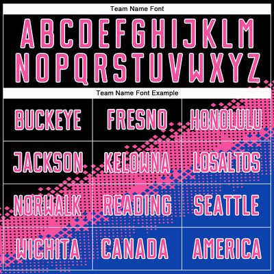 Custom Black Pink-Thunder Blue Gradient Geometric Shape Sublimation Soccer Uniform Jersey