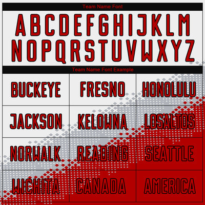 Custom White Red Gray-Black Gradient Geometric Shape Sublimation Soccer Uniform Jersey