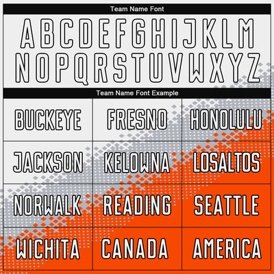 Custom White Gray Orange-Black Gradient Geometric Shape Sublimation Soccer Uniform Jersey