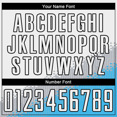 Custom White Gray Sky Blue-Black Gradient Geometric Shape Sublimation Soccer Uniform Jersey