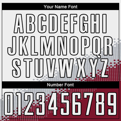 Custom White Gray Crimson-Black Gradient Geometric Shape Sublimation Soccer Uniform Jersey