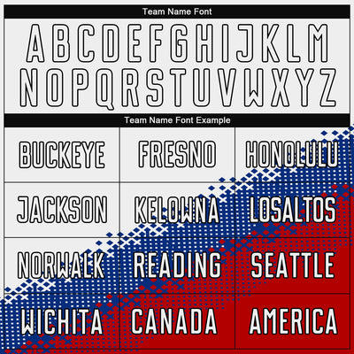 Custom White Royal Red-Black Gradient Geometric Shape Sublimation Soccer Uniform Jersey