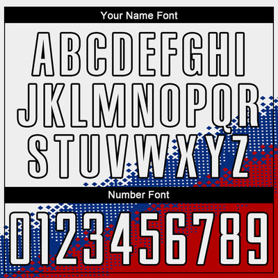 Custom White Royal Red-Black Gradient Geometric Shape Sublimation Soccer Uniform Jersey