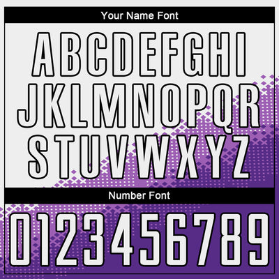 Custom White Medium Purple Purple-Black Gradient Geometric Shape Sublimation Soccer Uniform Jersey