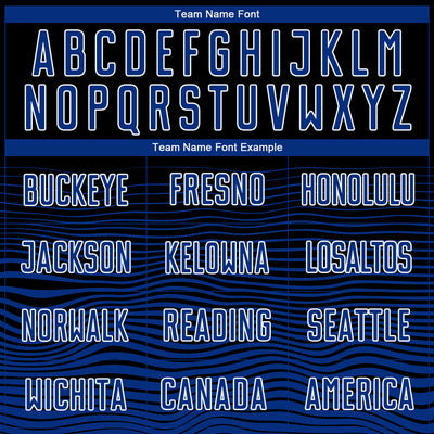 Custom Black Royal-White Gradient Line Sublimation Soccer Uniform Jersey