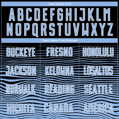 Custom Black Light Blue-White Gradient Line Sublimation Soccer Uniform Jersey