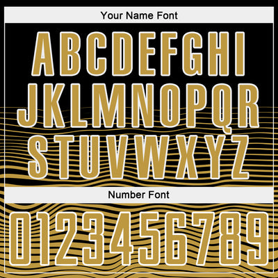 Custom Black Old Gold-White Gradient Line Sublimation Soccer Uniform Jersey