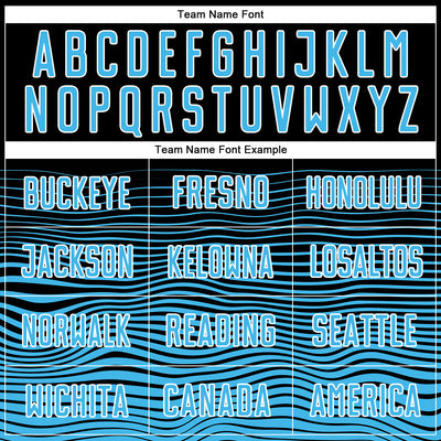 Custom Black Sky Blue-White Gradient Line Sublimation Soccer Uniform Jersey