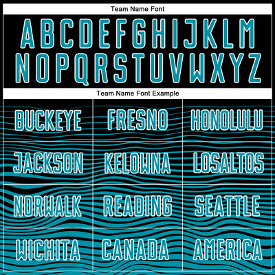 Custom Black Teal-White Gradient Line Sublimation Soccer Uniform Jersey