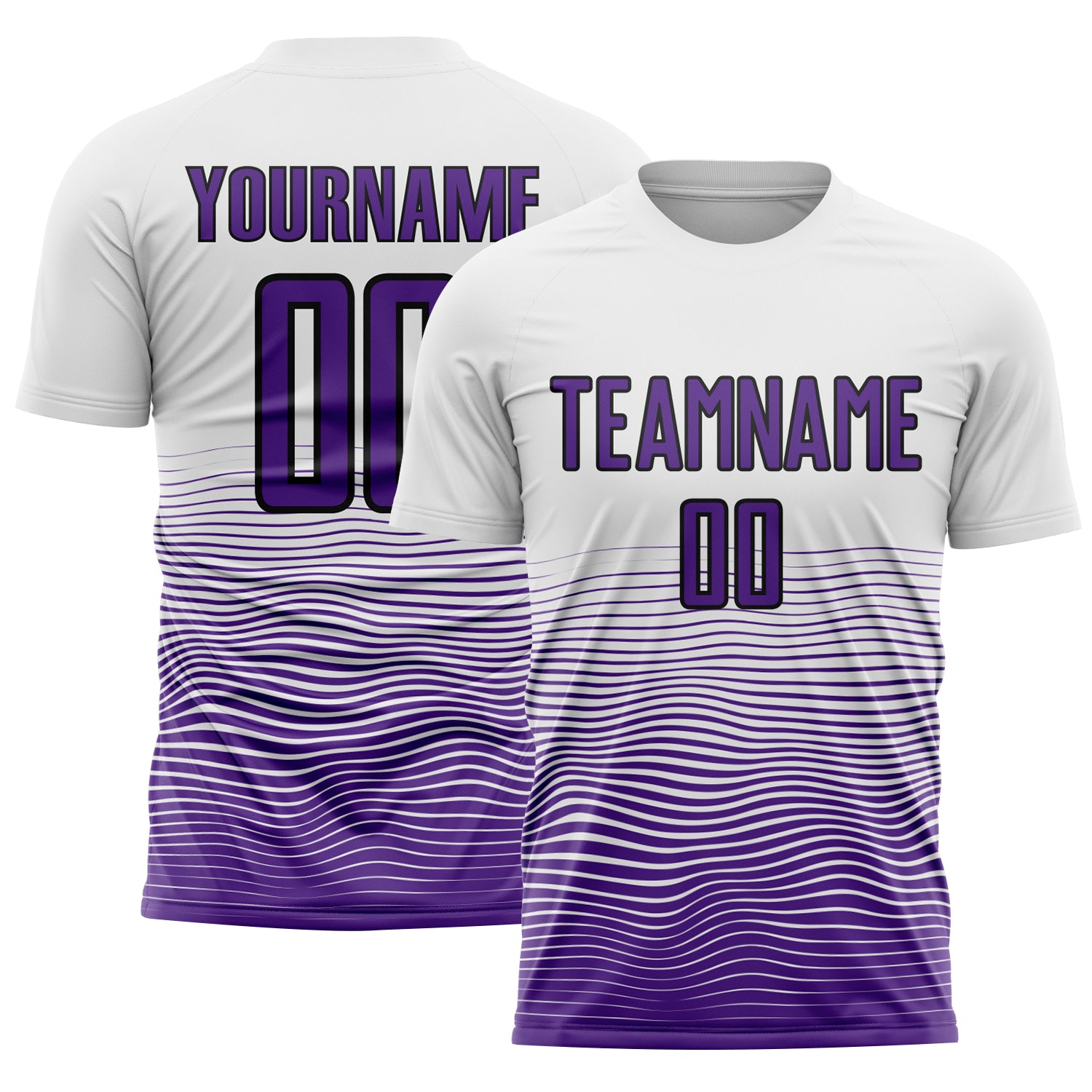 Custom White Purple-Black Gradient Line Sublimation Soccer Uniform Jersey