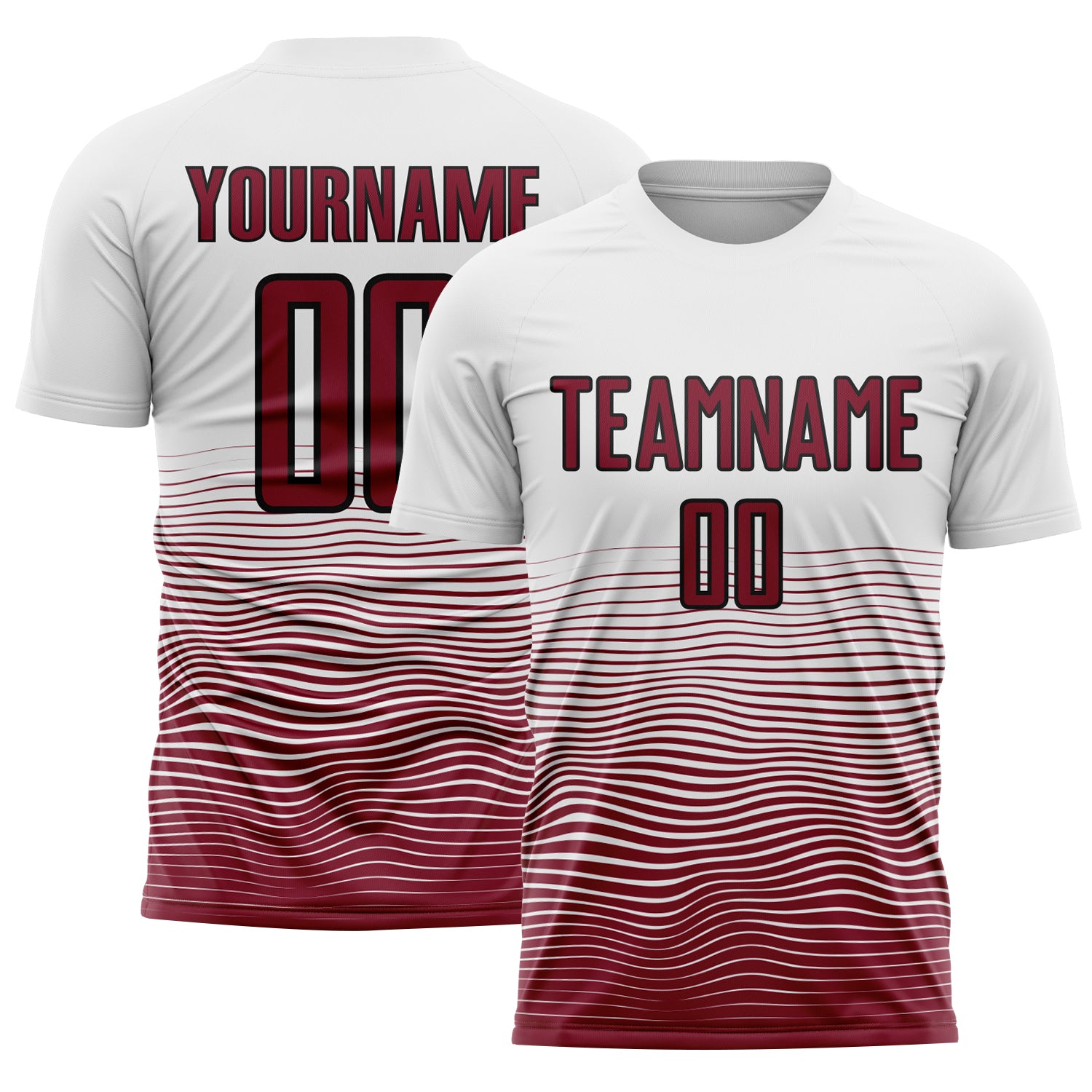 Custom White Crimson-Black Gradient Line Sublimation Soccer Uniform Jersey
