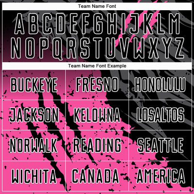 Custom Black Pink-White Gradient Scratch Splash Sublimation Soccer Uniform Jersey