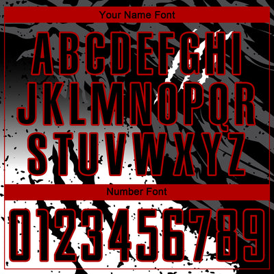 Custom Black White-Red Gradient Scratch Splash Sublimation Soccer Uniform Jersey