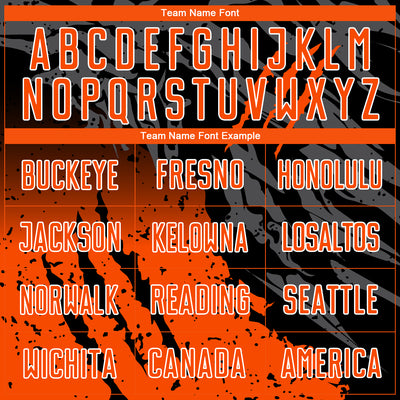 Custom Black Orange-White Gradient Scratch Splash Sublimation Soccer Uniform Jersey