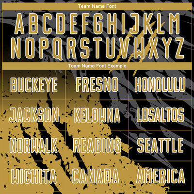 Custom Black Old Gold-White Gradient Scratch Splash Sublimation Soccer Uniform Jersey