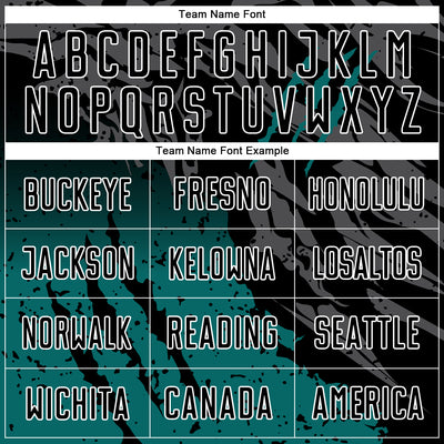 Custom Black Teal-White Gradient Scratch Splash Sublimation Soccer Uniform Jersey