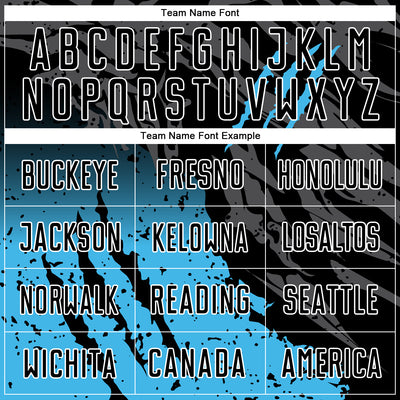 Custom Black Sky Blue-White Gradient Scratch Splash Sublimation Soccer Uniform Jersey