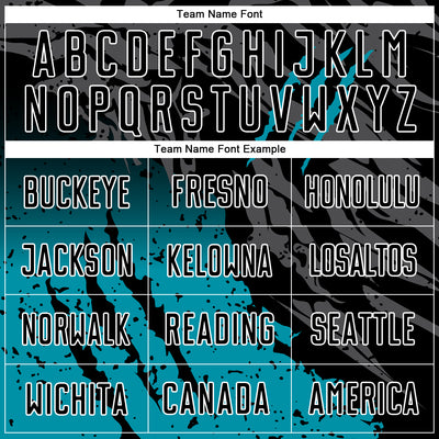 Custom Black Teal-White Gradient Scratch Splash Sublimation Soccer Uniform Jersey