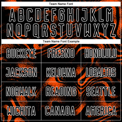 Custom Black Orange-White Abstract Liquid Sublimation Soccer Uniform Jersey