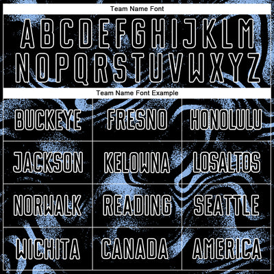 Custom Black Light Blue-White Abstract Liquid Sublimation Soccer Uniform Jersey