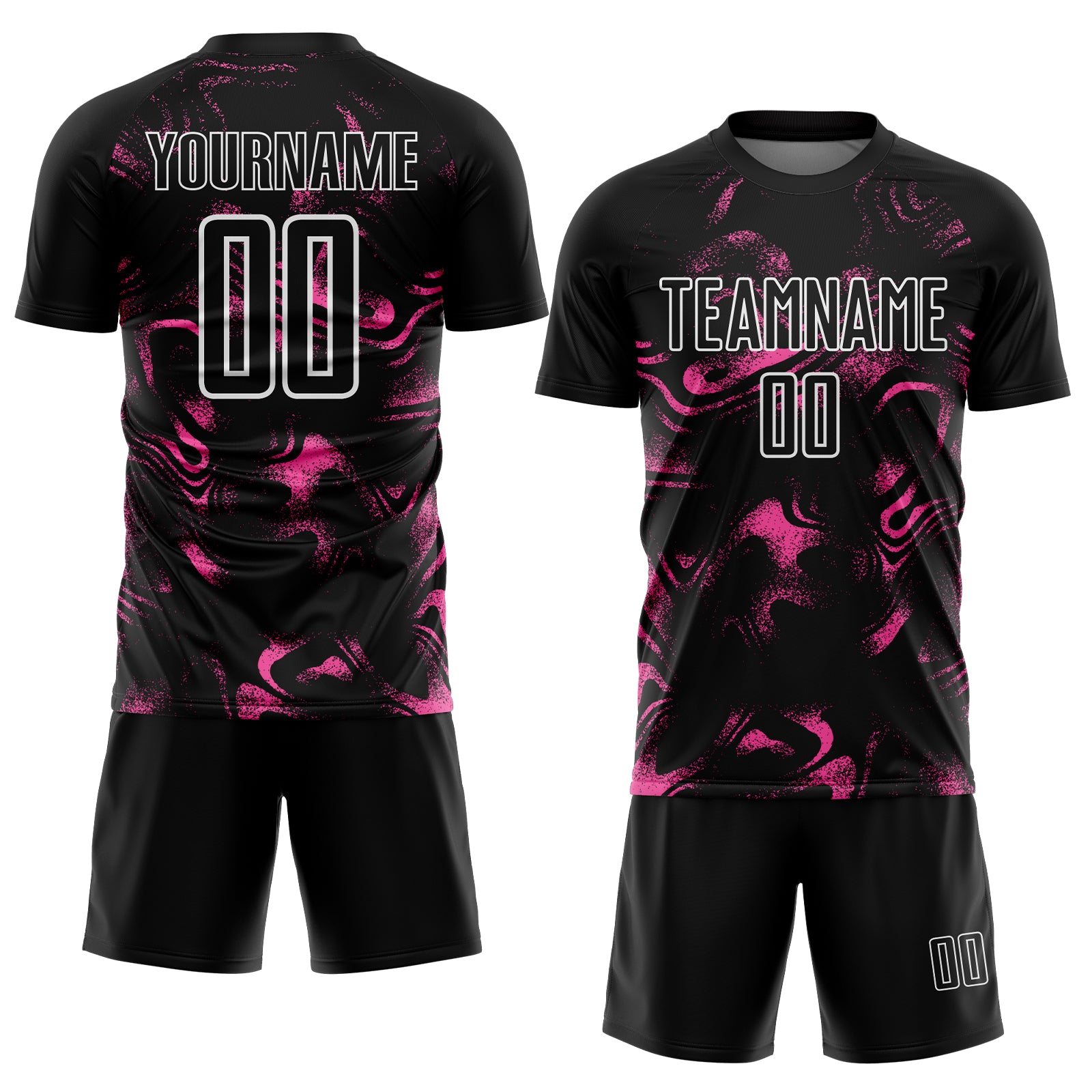 Custom Black Pink-White Abstract Liquid Sublimation Soccer Uniform Jersey
