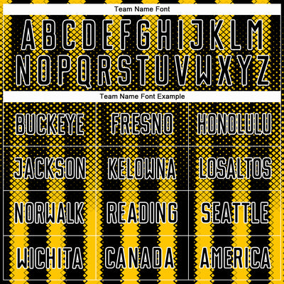 Custom Black Yellow-White Geometric Shape Sublimation Soccer Uniform Jersey