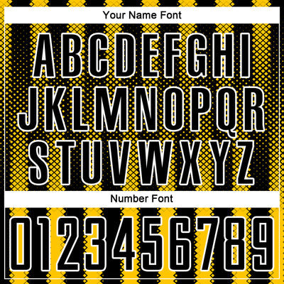 Custom Black Yellow-White Geometric Shape Sublimation Soccer Uniform Jersey