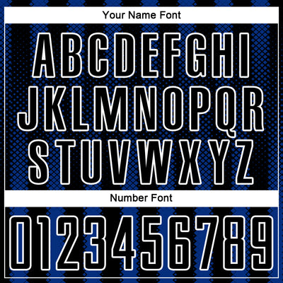 Custom Black Royal-White Geometric Shape Sublimation Soccer Uniform Jersey