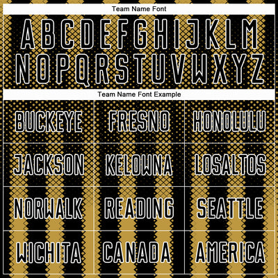 Custom Black Old Gold-White Geometric Shape Sublimation Soccer Uniform Jersey