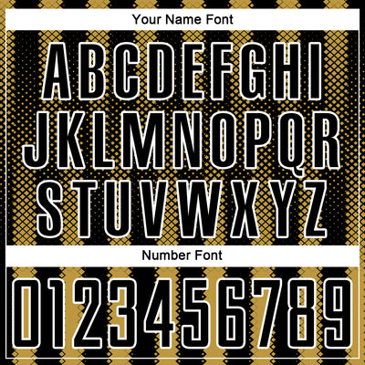 Custom Black Old Gold-White Geometric Shape Sublimation Soccer Uniform Jersey