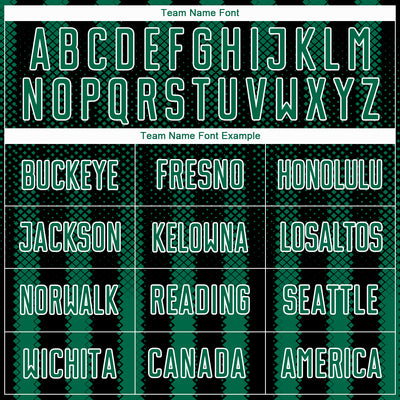 Custom Black Kelly Green-White Geometric Shape Sublimation Soccer Uniform Jersey