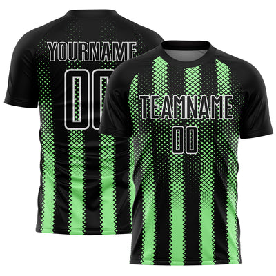 Custom Black Pea Green-White Geometric Shape Sublimation Soccer Uniform Jersey