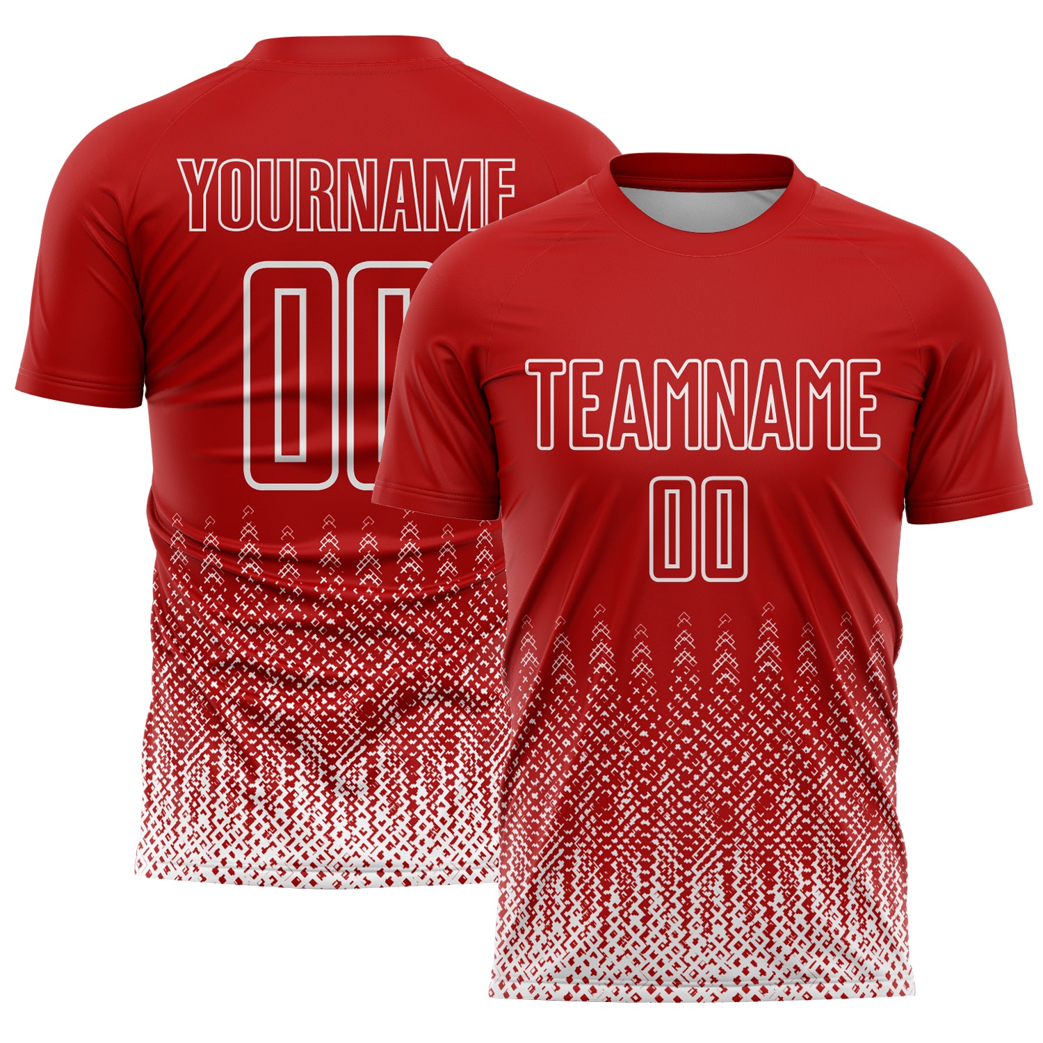 Custom Red White Geometric Shape Sublimation Soccer Uniform Jersey