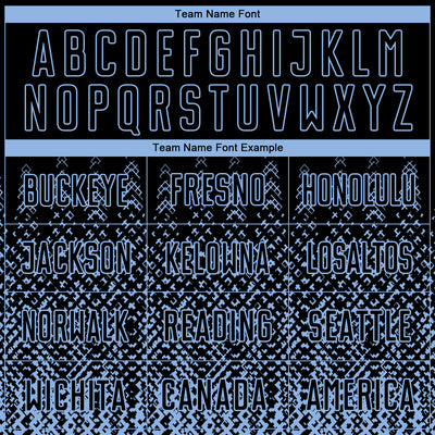 Custom Black Light Blue Geometric Shape Sublimation Soccer Uniform Jersey