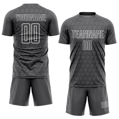 Custom Steel Gray White Geometric Shape Sublimation Soccer Uniform Jersey
