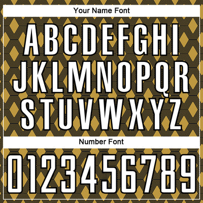 Custom Black White-Old Gold Geometric Shape Sublimation Soccer Uniform Jersey