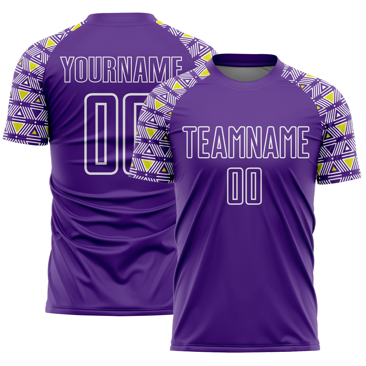 Custom Purple White Geometric Shape Sublimation Soccer Uniform Jersey