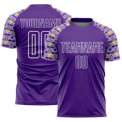 Custom Purple White Geometric Shape Sublimation Soccer Uniform Jersey