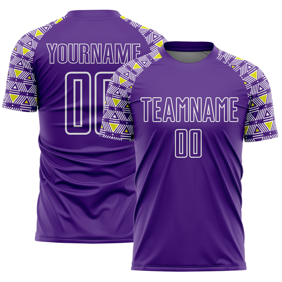 Custom Purple White Geometric Shape Sublimation Soccer Uniform Jersey