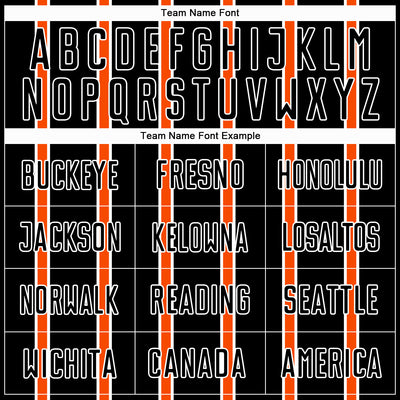 Custom Black Orange-White Stripe Line Sublimation Soccer Uniform Jersey