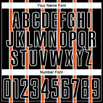 Custom Black Orange-White Stripe Line Sublimation Soccer Uniform Jersey