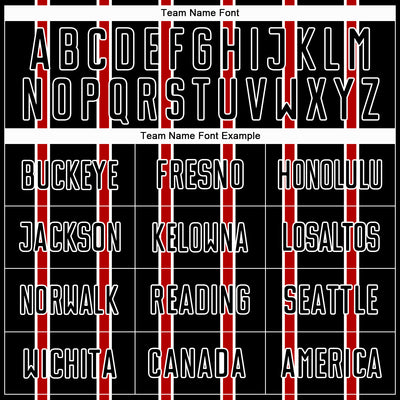 Custom Black Red-White Stripe Line Sublimation Soccer Uniform Jersey